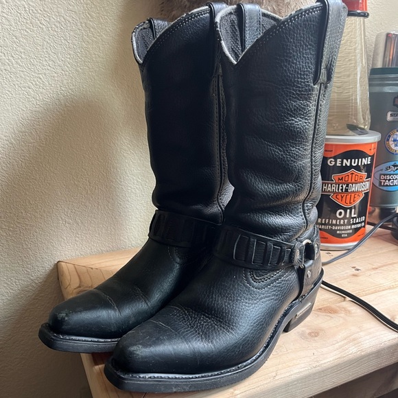Harley-Davidson Black Leather Western Boots - Picture 2 of 5
